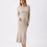 Eden Knit Nursing Dress, Stone