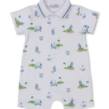 Golf Championship Blue Short Playsuit with Collar