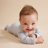 Organic Stripe Rib Zipsuit with Feet