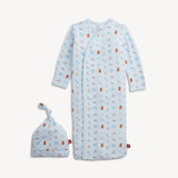 Nursery Nostalgia Blue Modal Magnetic Gown + Hat Set