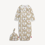 Animal Hearts Organic Cotton Magnetic Gown + Hat Set