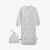 Lullaby Sky Blue Modal Magnetic Gown + Hat Set