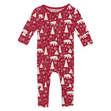 Print Convertible Coverall in Crimson Polar Bear