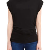 Michael Stars Mina Mock Neck Shoulder Top, Black