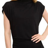 Michael Stars Mina Mock Neck Shoulder Top, Black