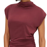 Michael Stars Mina Mock Neck Shoulder Top, Port Royale