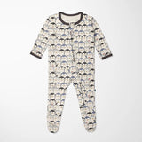 Print Footie with 2 Way Zipper in Moonlight Penguin