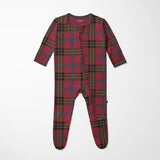 Print Footie with 2 Way Zipper in Winter Lodge Plaid