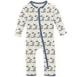 Print Coverall with 2 Way Zipper in Natural Rainy Day Platypus
