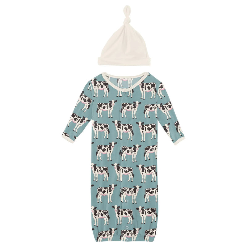 Print Layette Gown Converter & Single Knot Hat Set