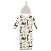 Print Layette Gown Converter & Single Knot Hat Set