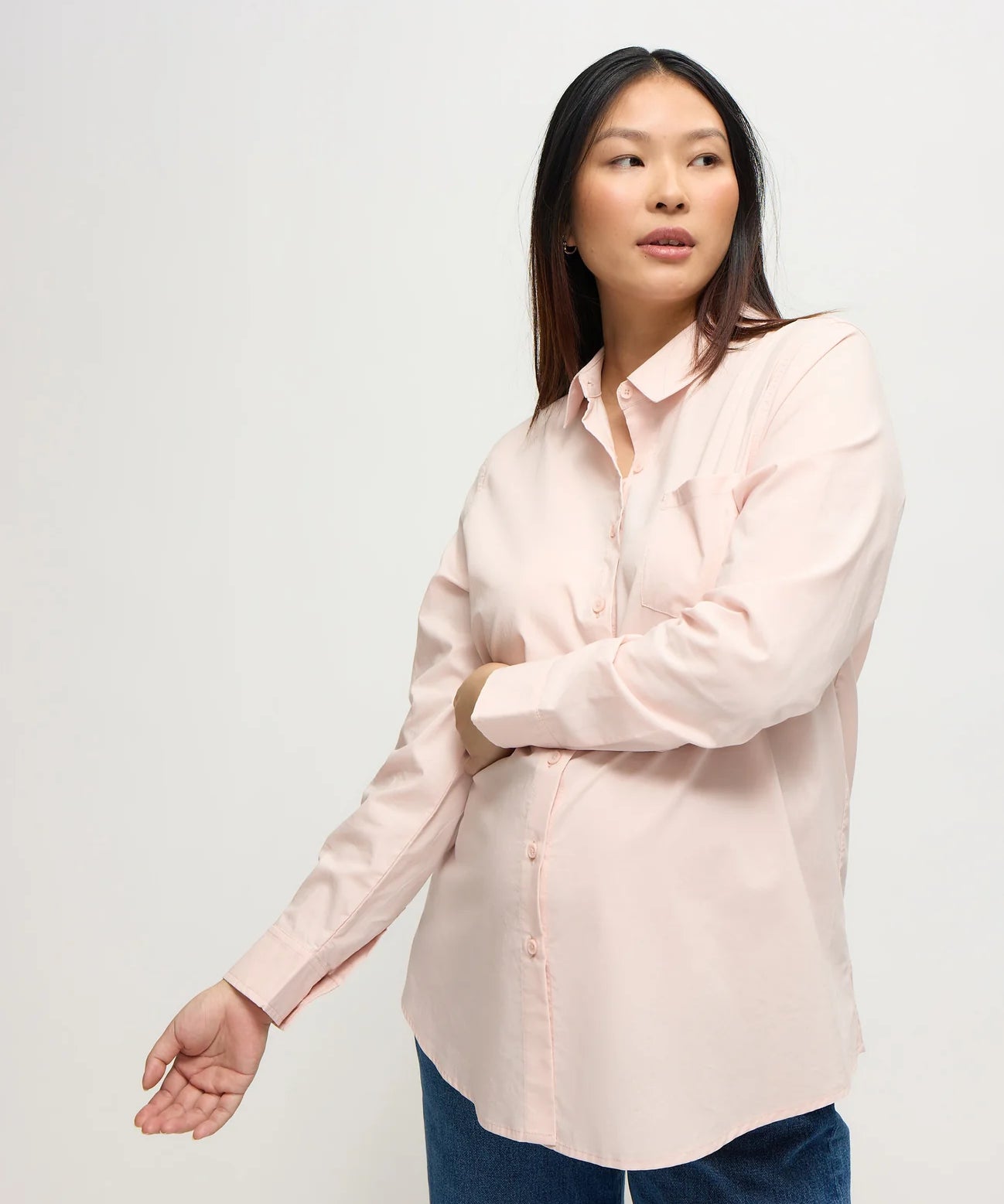 The Classic Button Down Poplin Maternity and Nursing Shirt