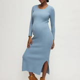 The Long Sleeve Ribbed Sweater Midi Maternity Dress