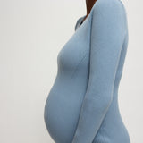 The Long Sleeve Ribbed Sweater Midi Maternity Dress