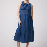 Mallorca Sleeveless Chambray Maternity Midi Dress