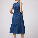 Mallorca Sleeveless Chambray Maternity Midi Dress