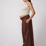 Porto Smocked Waist Linen Maternity Pant