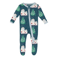 Holiday Print Footie with 2 Way Zipper