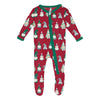 Holiday Print Footie with 2 Way Zipper