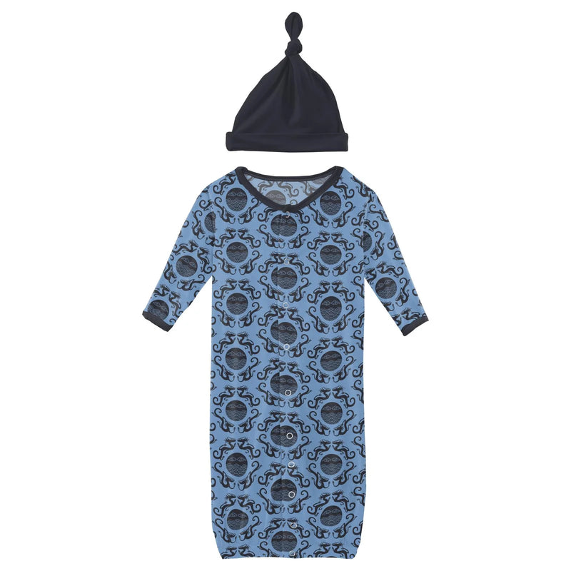 Print Layette Gown Converter +Single Knot Hat Set