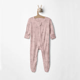 Print Footie with 2 Way Zipper in Baby Rose Pencil Floral