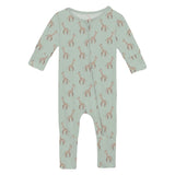 Print Convertible Coverall in Aloe Giraffe