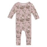 Print Convertible Coverall in Baby Rose Scandinavian Animals
