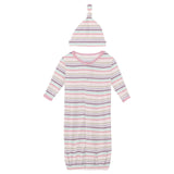 Print Layette Gown Converter & Single Knot Hat Set