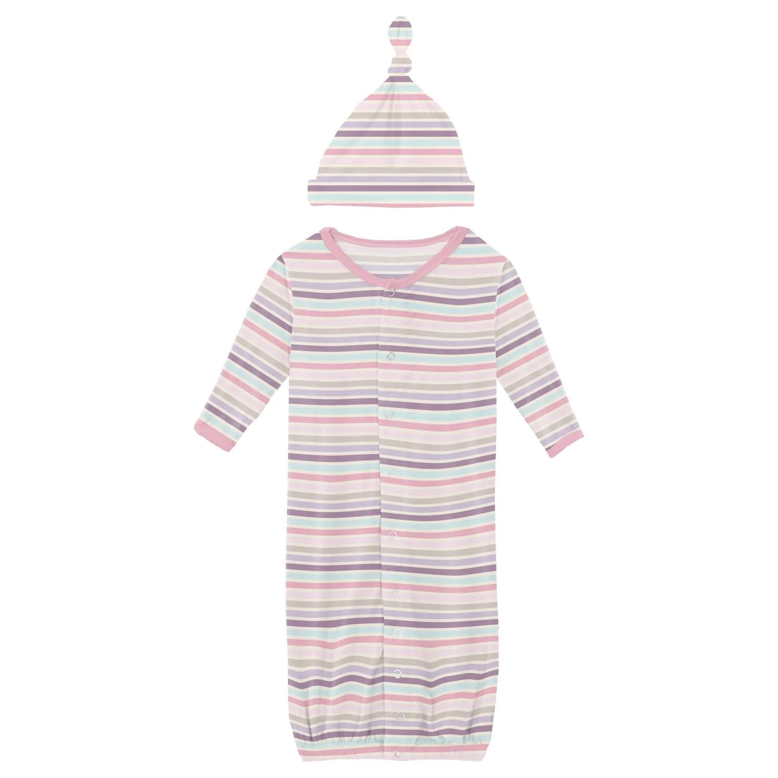 Print Layette Gown Converter & Single Knot Hat Set