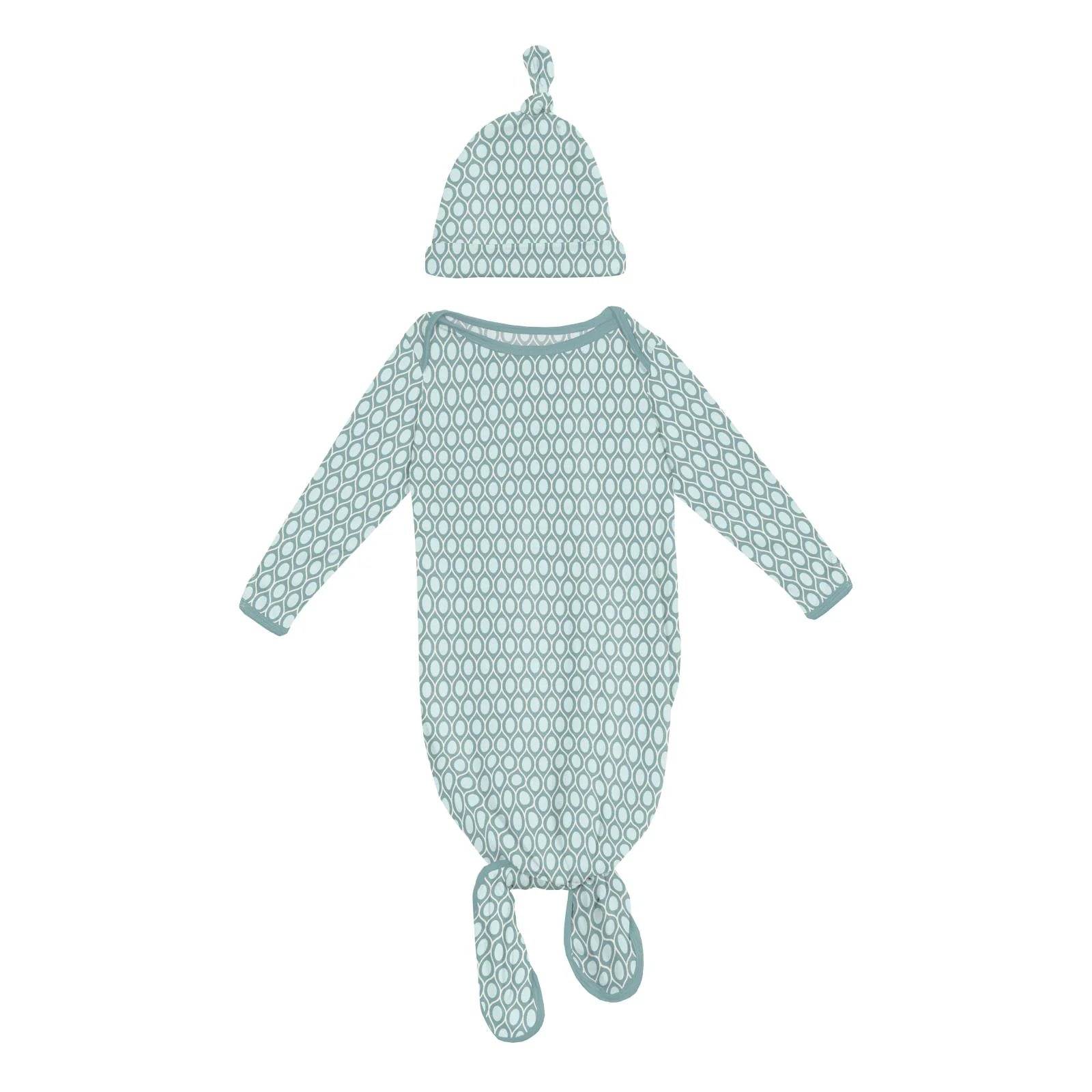Print Layette Gown Converter & Single Knot Hat Set