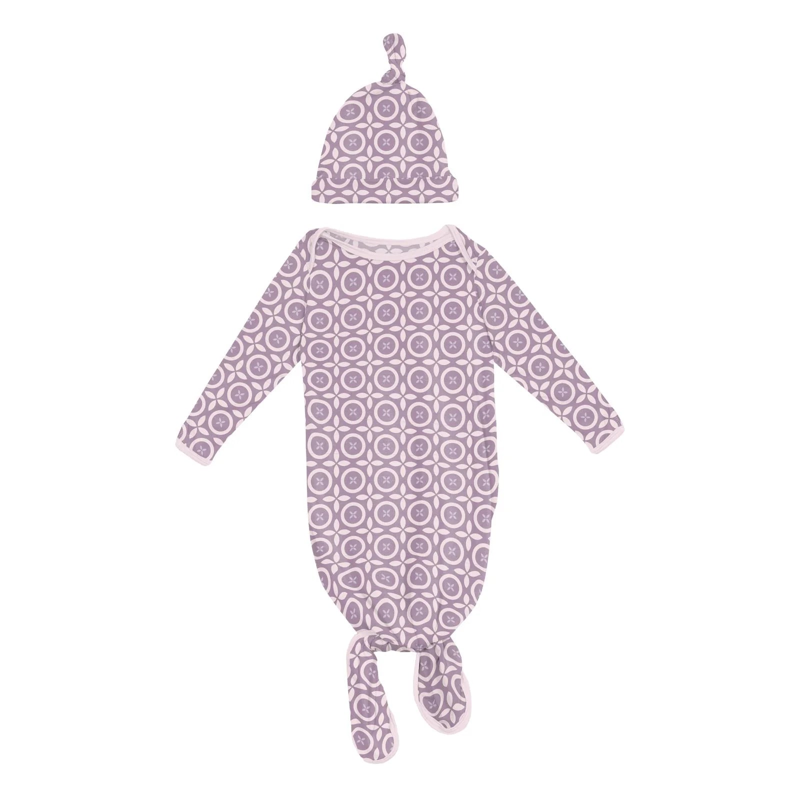 Print Layette Gown Converter & Single Knot Hat Set