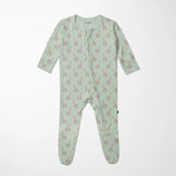 Print Footie with 2 Way Zipper in Aloe Giraffe