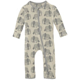 Print Coverall with 2 Way Zipper in Natural Elephants