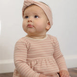 Ribbed Knotted Headband Dusty Rose Microstripe