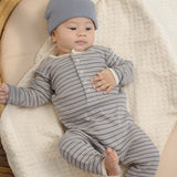 Ribbed Baby Jumpsuit Slate Microstripe