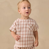 Woven Boxy Top, Rustic Plaid