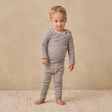 Ribbed Tee + Legging Set Slate Microstripe