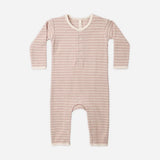 Ribbed Baby Jumpsuit Dusty Rose Microstripe