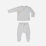 Wrap Top + Footed Pant Set Cloud