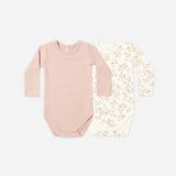 Ribbed 2Pk Bodysuit, Fall Ditsy/Rose Stripe
