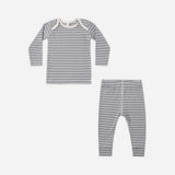 Ribbed Tee + Legging Set Slate Microstripe