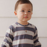 Henley Jumpsuit, Sage Stripe Midnight