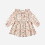 Rylee Ruffle Collar Button Dress, Pink Blossom