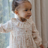 Rylee Ruffle Collar Button Dress, Pink Blossom