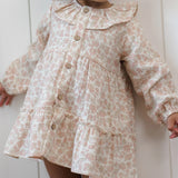 Rylee Ruffle Collar Button Dress, Pink Blossom