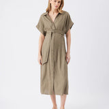 Amy Linen Nursing Shirt Dress