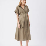 Amy Linen Nursing Shirt Dress