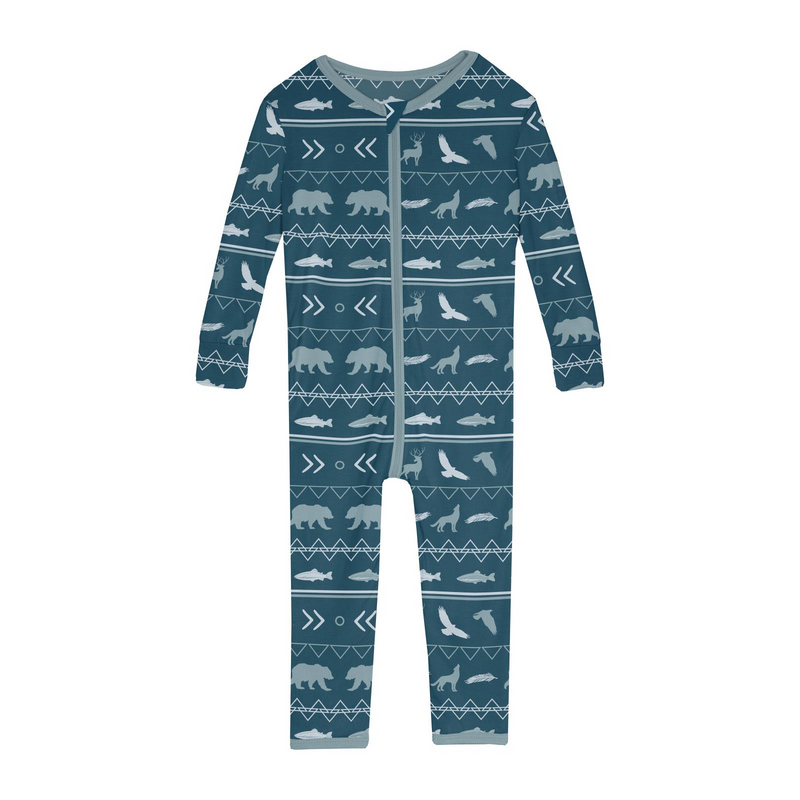 Print Coverall with 2 Way Zipper