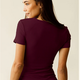 Ribbed Bamboo Crew Neck Nursing T-shirt