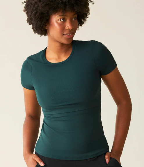Ribbed Bamboo Crew Neck Nursing T-shirt